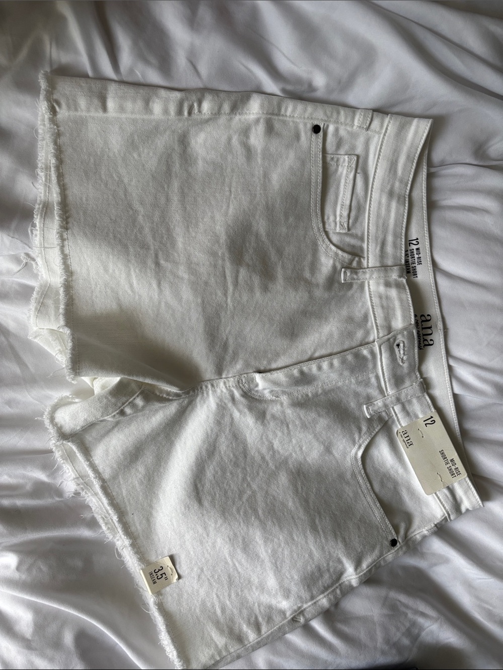 a.n.a White Frayed Hem Denim Shorts